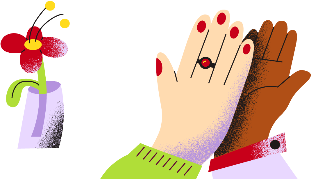 하이파이브를 하고 있는 두 손바닥